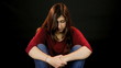 Ver sad girl thinking sitting