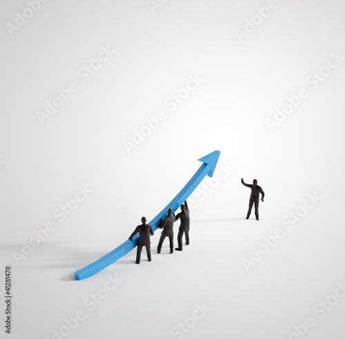 Photo: Tiny 3D people raising a graph arrow Tiny 3D people raising a graph arrow