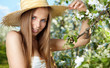 portrait of young lovely woman in spring flowers