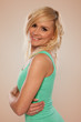 Shapely girl with green workout clothing