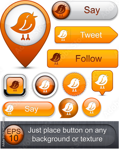Vector: Bird high-detailed modern buttons. Bird high-detailed modern buttons.