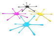 CMYK splatters 3d render illustration