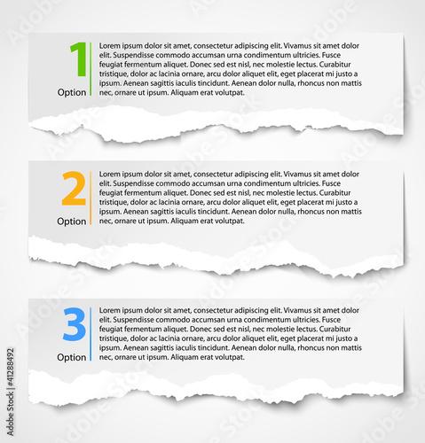 Vector: Torn paper progress option background Torn paper progress option background