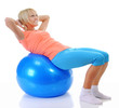 Young woman with blue ball Young woman with blue ball