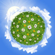 Nature green grass planet with sun light Nature green grass planet with sun light