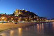 Seaside view of Alicante illuminated at night, Spain