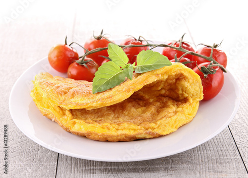 Photo: omelette and cherry tomato omelette and cherry tomato