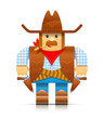 cowboy origami toy vector illustration isolated on white