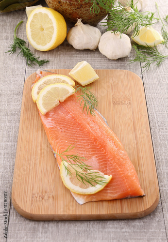 Photo: trout filet and ingredients trout filet and ingredients