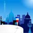 Vector Paris illustration with cocktail