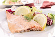grilled fish and vegetables