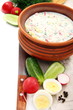 Preparation of a cold soup with kefir.