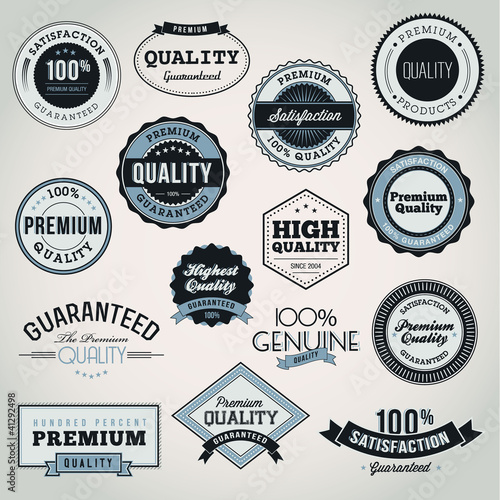 Vector: Collection of Premium Quality and Guarantee labels and badges Collection of Premium Quality and Guarantee labels and badges