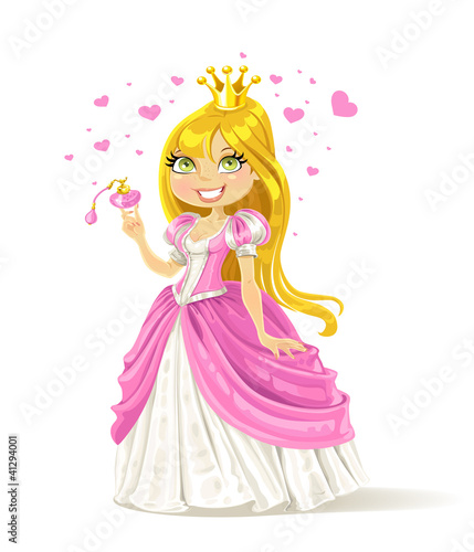 Vector: Cute fairy-tale Princess with a love potion Cute fairy-tale Princess with a love potion