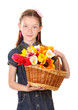 Portrait of beautiful little girl with tulips Portrait of beautiful little girl with tulips