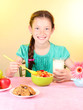 little beautiful girl have a breakfast