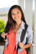 canvas print picture - Girl With Backpack