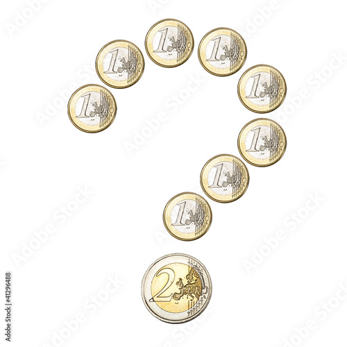 Photo: Euro coins question mark Euro coins question mark