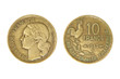Old french monetary unit franc.