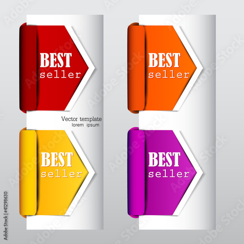 Vector: Colorful arrows and bookmarks "bestseller" Colorful arrows and bookmarks "bestseller"