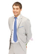 handsome man with flowers in hand