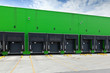 Front view of loading docks in the industrial warehouse