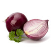 Red sliced onion and fresh parsley still life