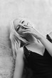 Portrait of smoking beautiful young woman. Black and white Portrait of smoking beautiful young woman. Black and white