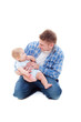 studio shot of son and father together