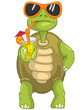 Vector: Funny Turtle Drinking Cocktail. Funny Turtle Drinking Cocktail.