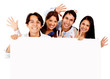 Fun friends with a banner
