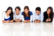 People texting on their phones