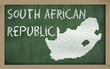 outline map of south africa on blackboard