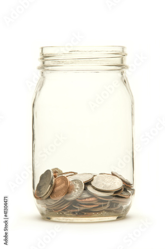 Photo: American coins in a jar American coins in a jar