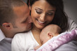 Mixed Race Young Family with Newborn Baby