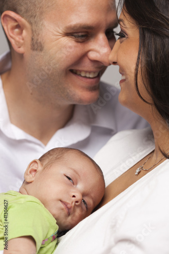 Photo: Mixed Race Young Family with Newborn Baby Mixed Race Young Family with Newborn Baby