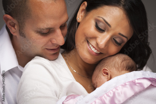 Photo: Mixed Race Young Family with Newborn Baby Mixed Race Young Family with Newborn Baby