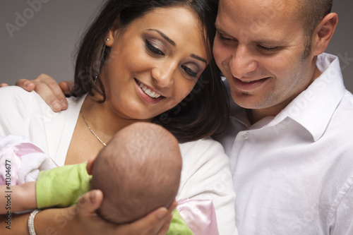 Photo: Mixed Race Young Family with Newborn Baby Mixed Race Young Family with Newborn Baby