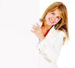 Businesswoman with a banner Businesswoman with a banner