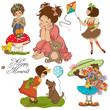 happy moments items collection on white background