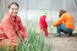 women with child works at hothouse women with child works at hothouse
