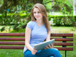 Woman holding a tablet pc Woman holding a tablet pc