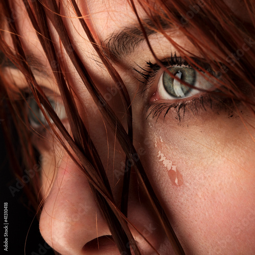 Photo: beauty girl cry on black background beauty girl cry on black background