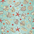 Vektor: seamless pattern with shells and starfish seamless pattern with shells and starfish