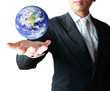 Photo: Holding a glowing earth globe in his hands Holding a glowing earth globe in his hands