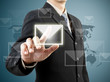 businessman hand pushing mail sign businessman hand pushing mail sign