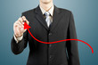 businessman hand drawing chart red arrow businessman hand drawing chart red arrow