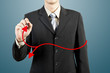 businessman hand drawing chart red arrow businessman hand drawing chart red arrow