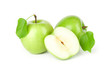 three green apples with leaves three green apples with leaves