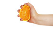 Hand squeezing fresh orange Hand squeezing fresh orange